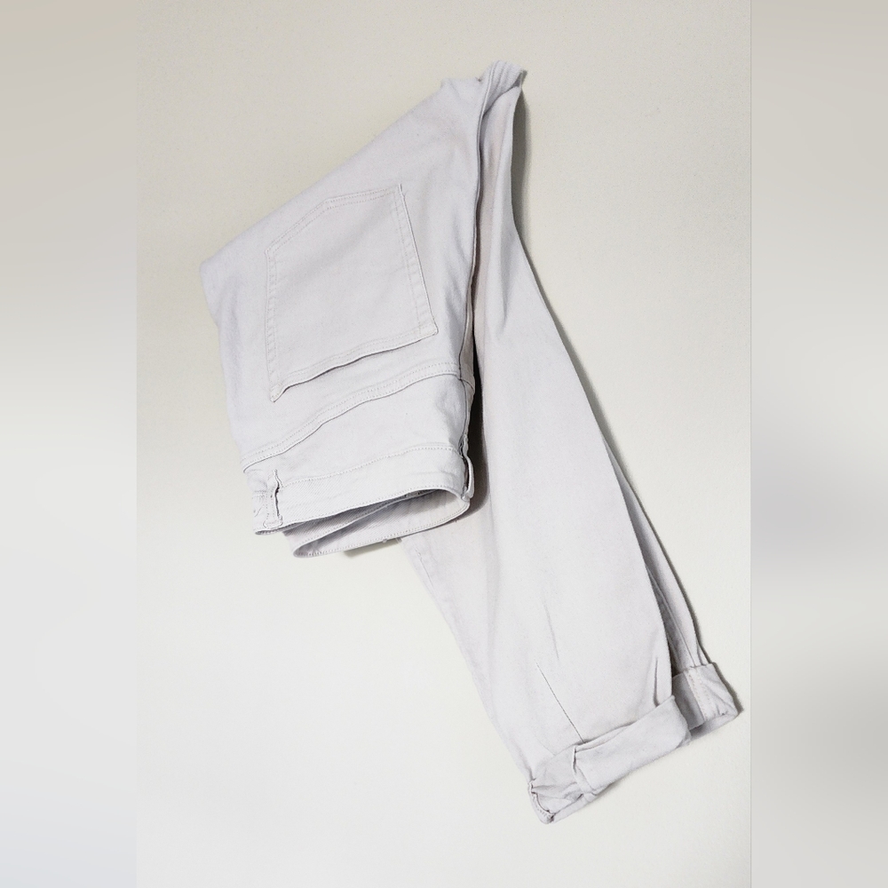 H&M Ecru color High rise baggy jeans with turn up fold